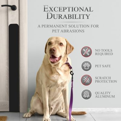 Image showing 5 th Deck the Door Decor 30 in. x 4 in. Black Dog Scratch Door Protection Plate, Adhesive Mount
