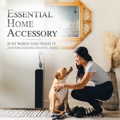 Image showing 7 th Deck the Door Decor 30 in. x 4 in. Black Dog Scratch Door Protection Plate, Adhesive Mount