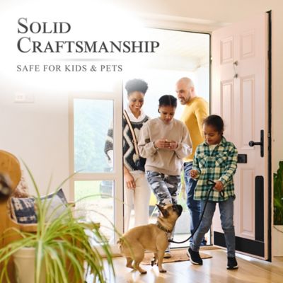 Image showing 8 th Deck the Door Decor 30 in. x 4 in. Black Dog Scratch Door Protection Plate, Adhesive Mount