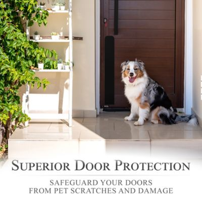 Image showing 9 th Deck the Door Decor 30 in. x 4 in. Black Dog Scratch Door Protection Plate, Adhesive Mount