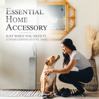 Image showing 6 th Deck the Door Decor 30 in. x 4 in. Nickel Dog Scratch Door Protection Plate, Adhesive Mount