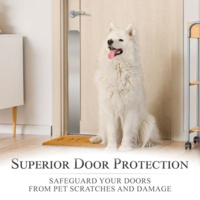 Image showing 7 th Deck the Door Decor Dog Scratch Door Protection Plate - Adhesive Mount, NIC-DSP-ADH-630