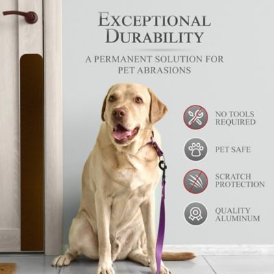 Image showing 6 th Deck the Door Decor 30 in. x 6 in. Oil Rubber Bronze Dog Scratch Door Protection Plate, Adhesive Mount