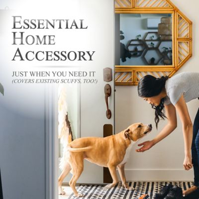 Image showing 7 th Deck the Door Decor 30 in. x 6 in. Oil Rubber Bronze Dog Scratch Door Protection Plate, Adhesive Mount