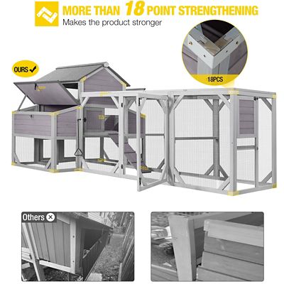 Image showing  118 in. Large Outdoor Chicken Coop for 8-10 Chickens with Run