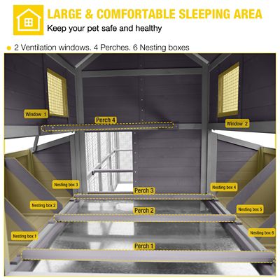 Image showing  118 in. Large Outdoor Chicken Coop for 8-10 Chickens with Run