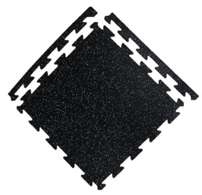 Image showing  24 in. x 24 in. Rubber Gym Room Flooring Tiles with Edges, Black/Gray Fleck