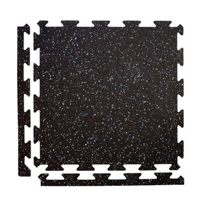 US Rubber Recycling 24 in. x 24 in. Rubber Gym Flooring Tiles with Edges, Glacier, 8 mm, 25.7 sq. ft., 6-Pack