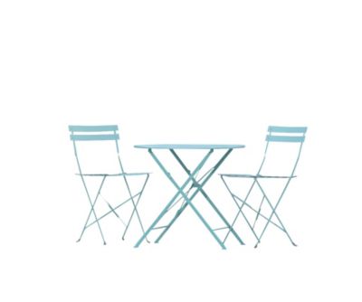 Image showing 11 th Carolina Chair & Table 3 pc. Bistro Round Table Outdoor Set, Blue
