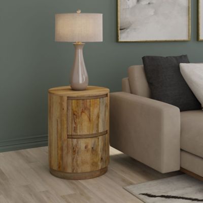 Image showing 9 th Carolina Chair & Table Kingston 2-Drawer Round Nightstand