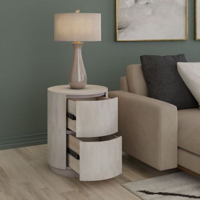 Image showing 6 th Carolina Chair & Table Kingston 2-Drawer Round Nightstand