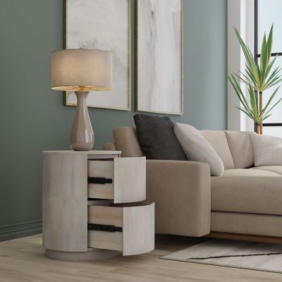 Image showing 8 th Carolina Chair & Table Kingston 2-Drawer Round Nightstand