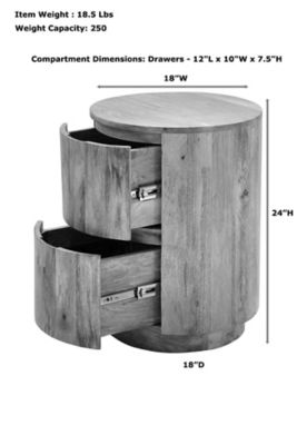 Image showing 9 th Carolina Chair & Table Kingston 2-Drawer Round Nightstand