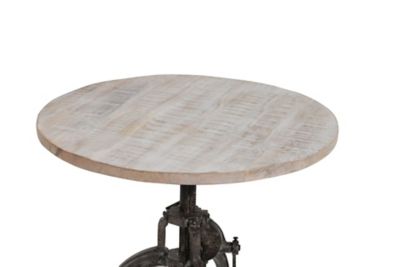 Image showing  Riley Round Adjustable Height Rustic Coffee Table