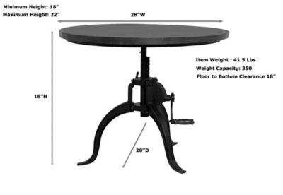 Image showing  Riley Round Adjustable Height Rustic Coffee Table