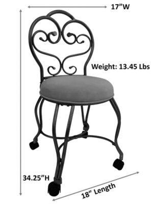 Image showing 7 th Carolina Chair & Table Victorian Vanity Stool with Back