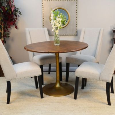 Image showing 3 th Carolina Chair & Table Alden Wood-Top Round Dining Table for 4 People