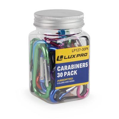 LUXPRO 30 pk. Multi-Color, Assorted Sizes Carabiners