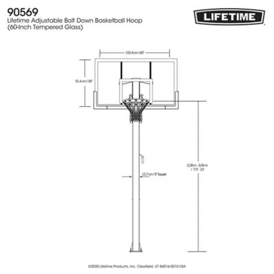 Image showing 8 th Lifetime 60 in. Bolt Down Basketball Hoop, White/Clear