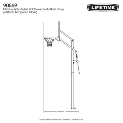 Image showing 9 th Lifetime 60 in. Bolt Down Basketball Hoop, White/Clear