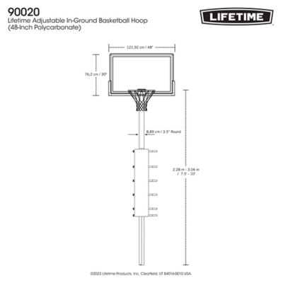 Image showing 8 th Lifetime 48 in. Adjustable In-Ground Basketball Hoop