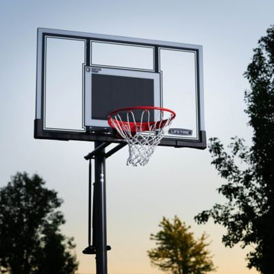 Image showing  54 in. Adjustable In-Ground Basketball Hoop, White/Clear