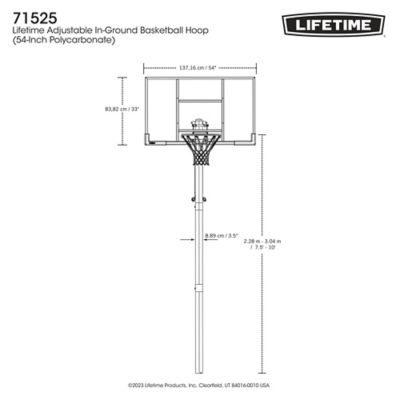 Image showing 9 th Lifetime 54 in. Adjustable In-Ground Basketball Hoop, White/Clear