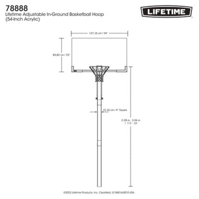 Image showing 7 th Lifetime 54 in. Adjustable In-Ground Basketball Hoop, Blue/Clear