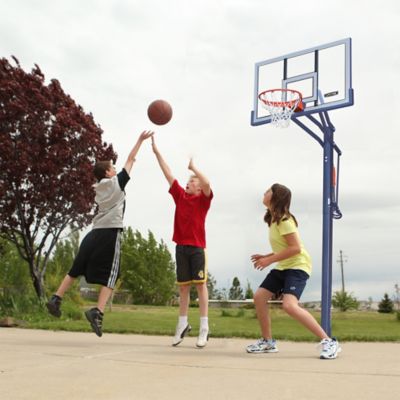 Image showing 8 th Lifetime 54 in. Adjustable In-Ground Basketball Hoop, Blue/Clear