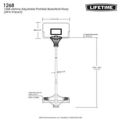 Image showing 8 th Lifetime 40 in. Adjustable Portable Basketball Hoop, Blue/Black