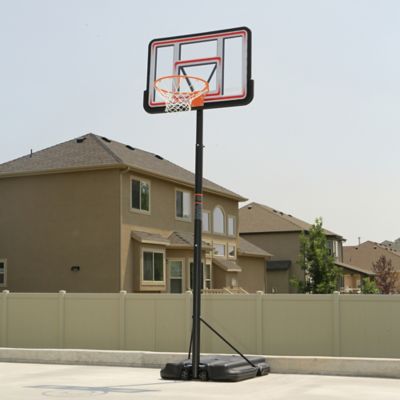 Image showing  44 in. Adjustable Portable Basketball Hoop, Red/Clear