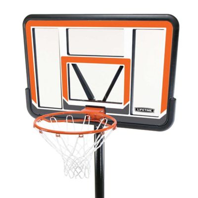 Image showing  44 in. Adjustable Portable Basketball Hoop, Orange/Clear
