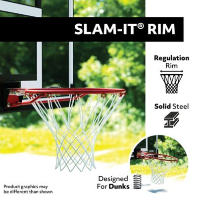 Image showing  44 in. Adjustable Portable Basketball Hoop, Orange/Clear