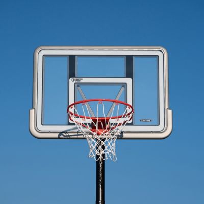 Image showing  44 in. Adjustable Portable Basketball Hoop, White/Clear