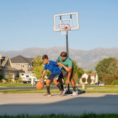 Image showing 8 th Lifetime 44 in. Adjustable Portable Basketball Hoop, White/Clear