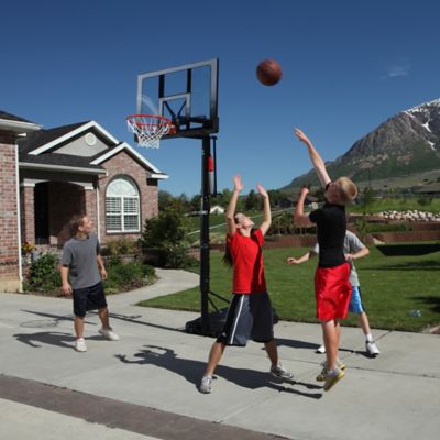 Image showing 8 th Lifetime 52 in. Adjustable Portable Basketball Hoop, Gray/Clear