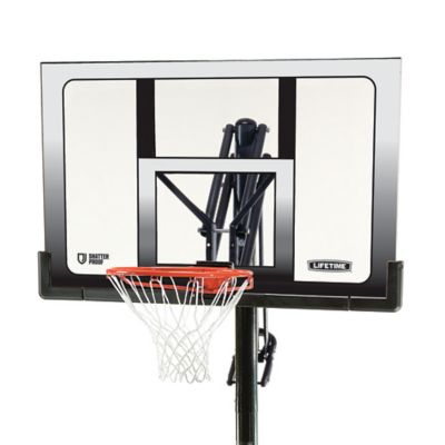 Image showing 9 th Lifetime 52 in. Adjustable Portable Basketball Hoop, Gray/Clear