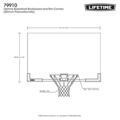Image showing 6 th Lifetime 50 in. Basketball Backboard and Rim Combo, White/Clear
