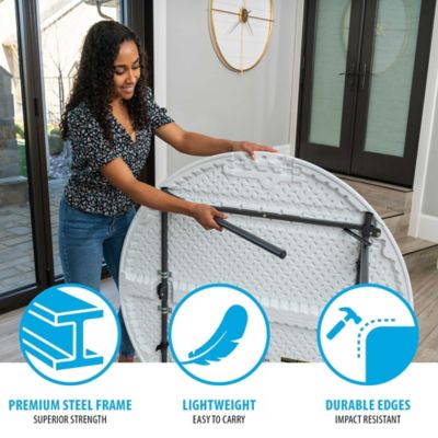 Image showing 5 th Lifetime 48 in. Round Light Commercial Fold-In-Half Table