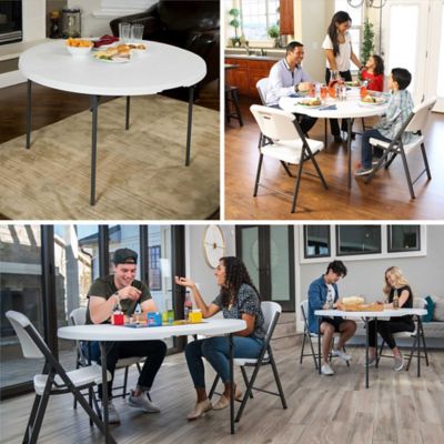 Image showing 7 th Lifetime 48 in. Round Light Commercial Fold-In-Half Table
