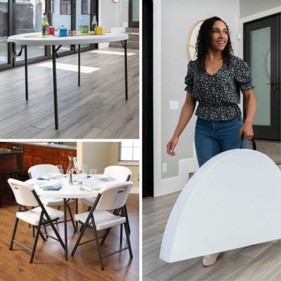 Image showing 8 th Lifetime 48 in. Round Light Commercial Fold-In-Half Table
