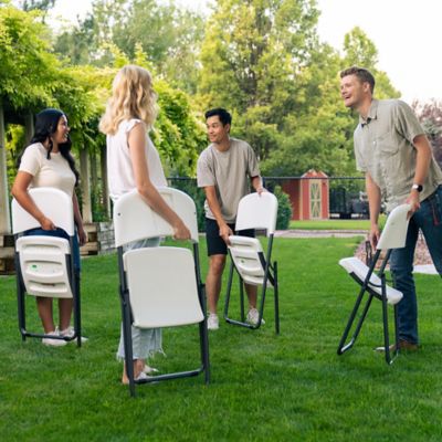 Image showing 9 th Lifetime Loop Leg Folding Chair, 4-Pack, Light Commercial