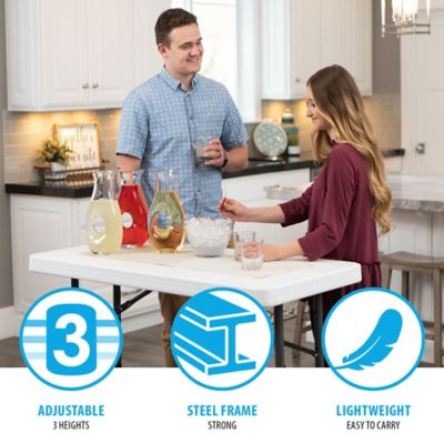 Image showing 5 th Lifetime 4 ft. Adjustable-Height Commercial Table, White