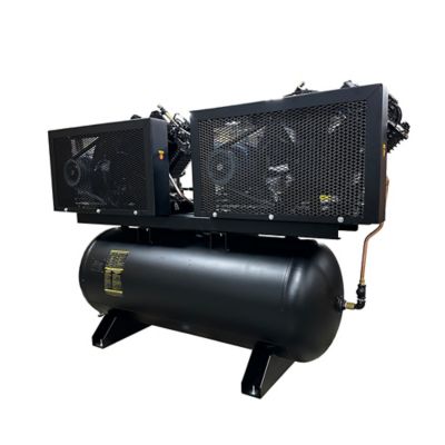 Image showing  7.5 HP 120 gal. 2-Stage Horizontal Stationary Air Compressor, NEMA 4 Rated DUPLEX, V4, 62CFM, 1PH