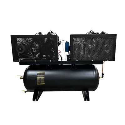 Image showing  10 HP 120 gal. 2-Stage Horizontal Stationary Air Compressor, NEMA 4 Rated DUPLEX, V4, 76CFM, 1PH