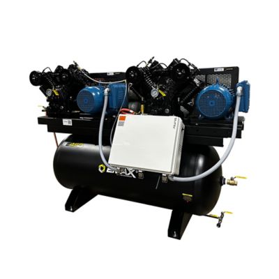 Image showing  10 HP 120 gal. 2-Stage Horizontal Stationary Air Compressor, NEMA 4 Rated DUPLEX, V4, 76CFM, 1PH