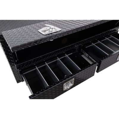 Image showing 3 th Buyers Products 96 in. Diamond Tread Aluminum Contractor Pick-Up Truck Tool Box with Lower Drawers Topsider, Gloss Black