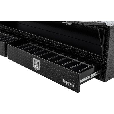 Image showing 4 th Buyers Products 96 in. Diamond Tread Aluminum Contractor Pick-Up Truck Tool Box with Lower Drawers Topsider, Gloss Black