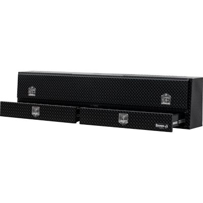 Image showing 5 th Buyers Products 96 in. Diamond Tread Aluminum Contractor Pick-Up Truck Tool Box with Lower Drawers Topsider, Gloss Black