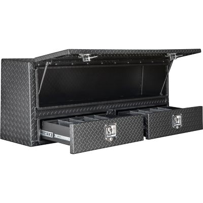 Image showing  60 in. Diamond Tread Aluminum Contractor Pick-Up Truck Tool Box with Drawers, Matte Black